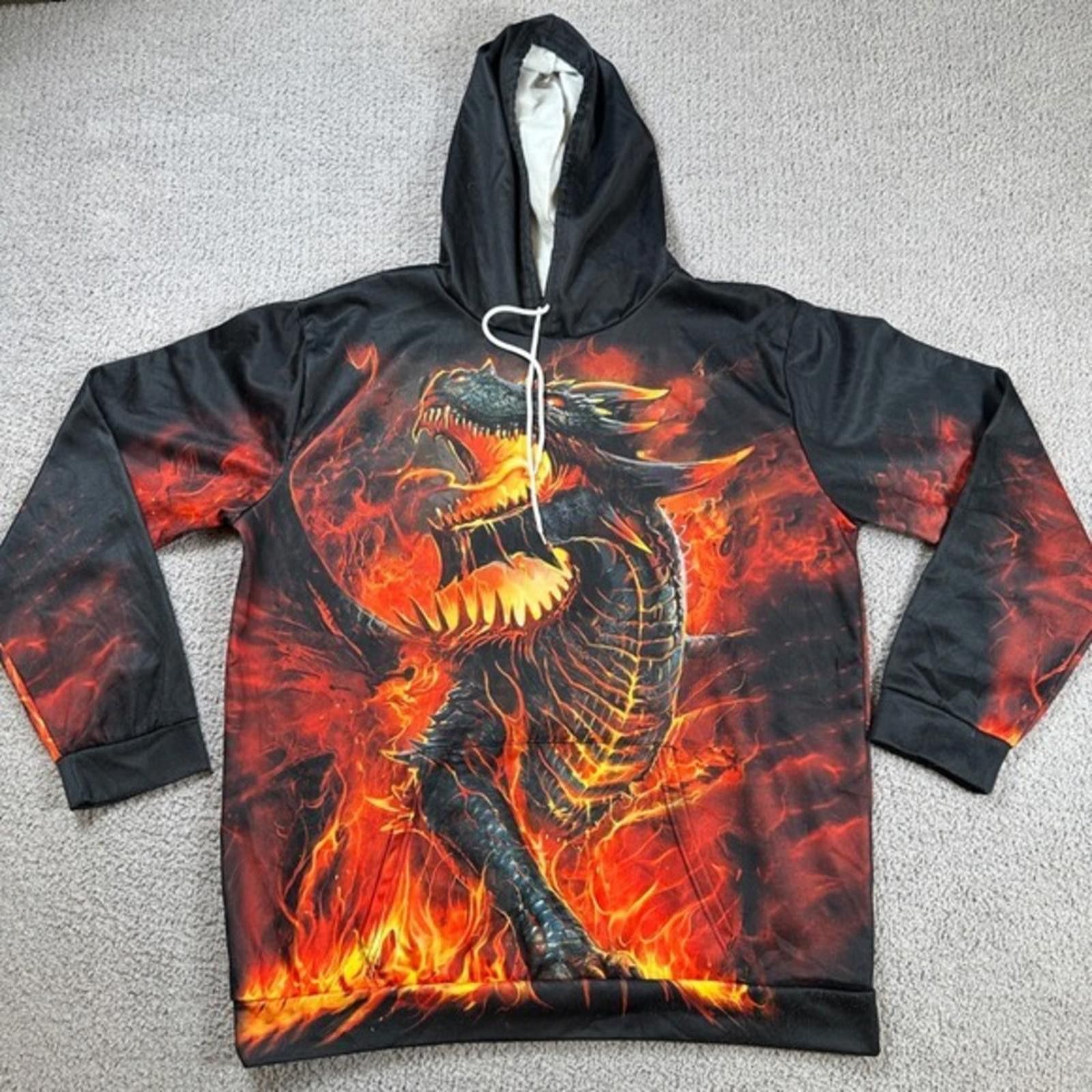 Other Dragon Fire All Over Print Hoodie 2XL Black Red Fantasy Size US XXL / EU 58 / 5 - 1 Thumbnail