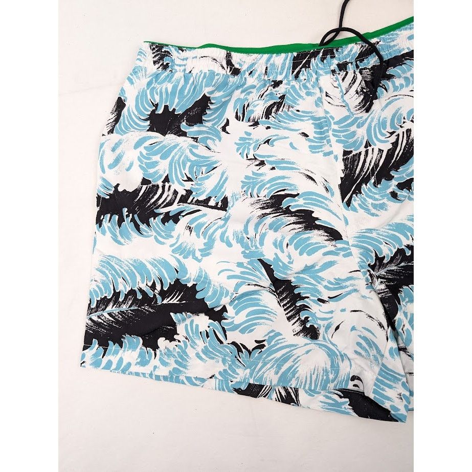 Bottega Veneta o1rshd1 Nylon Printed Feathers Swim Long Boxer in Black/Turq Size US 34 / EU 50 - 4 Thumbnail