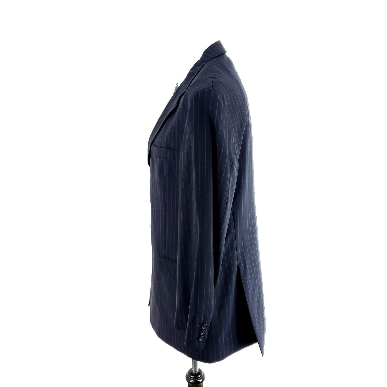 Tommy Hilfiger Tommy Hilfiger Wool 3 Button 2 Piece Suit 40R Blue Striped 3 Size 40R - 5 Thumbnail