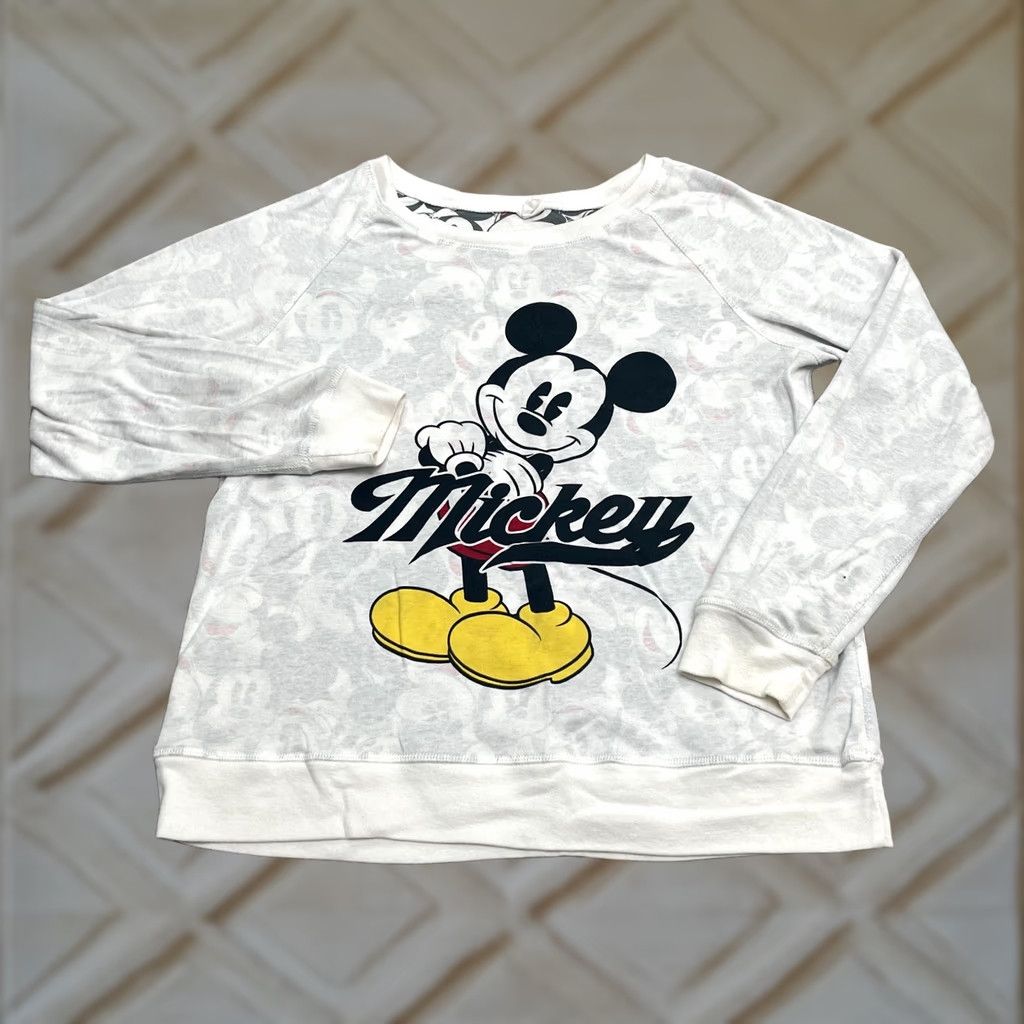 Disney Disney Mickey Mouse Reversible Sweatshirt Womens L White Graphic Pullover Size L / US 10 / IT 46 - 1 Thumbnail