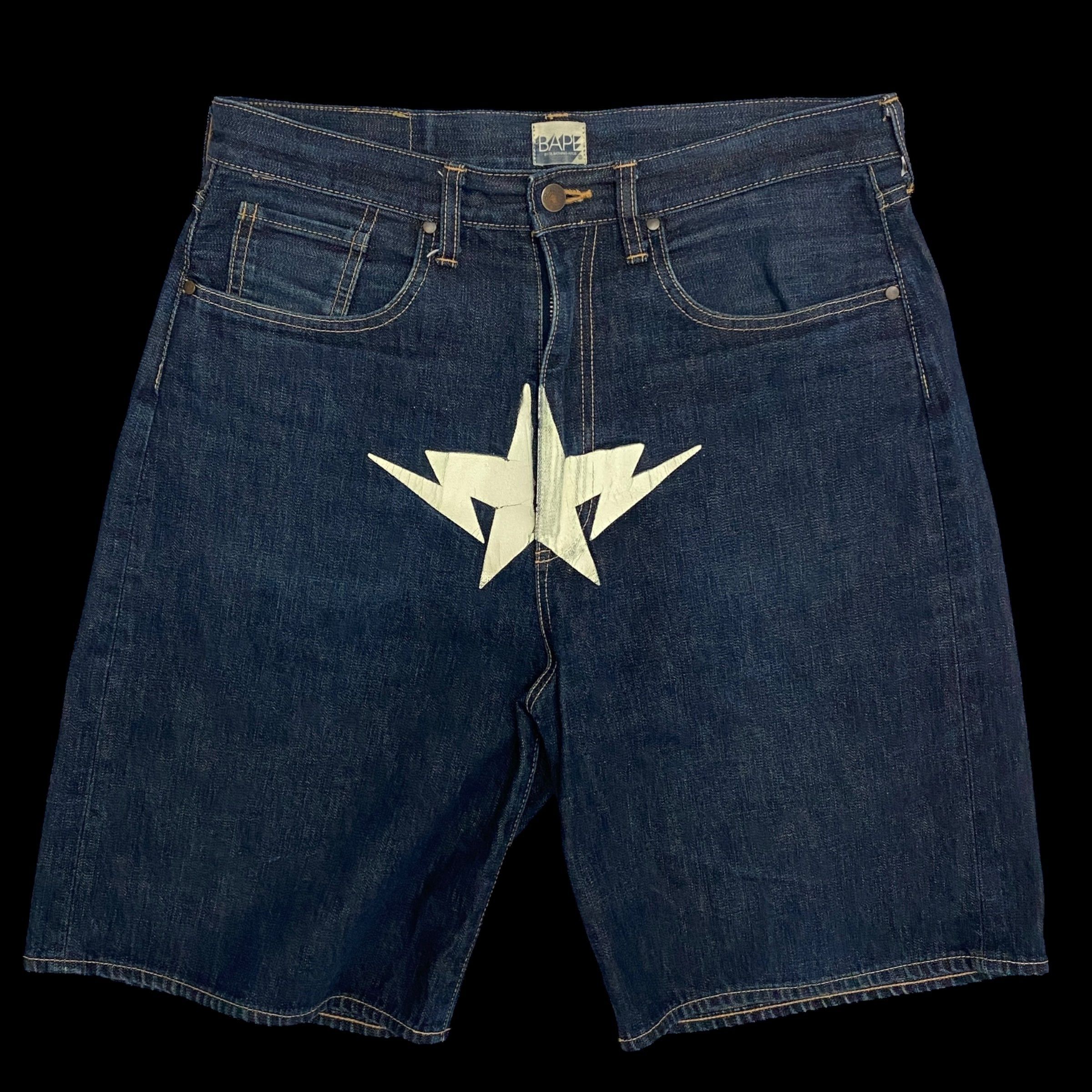 Bape BAPE 2006 Twinsta Denim Shorts (Size L) Size US 34 / EU 50 - 1 Thumbnail