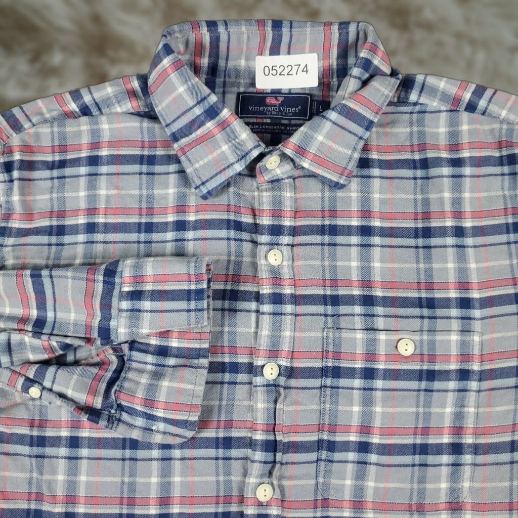 Vineyard Vines Vineyard Vines Shirt Mens Large Blue Plaid Longshore Button Up Long Sleeve Size US L / EU 52-54 / 3 - 1 Thumbnail