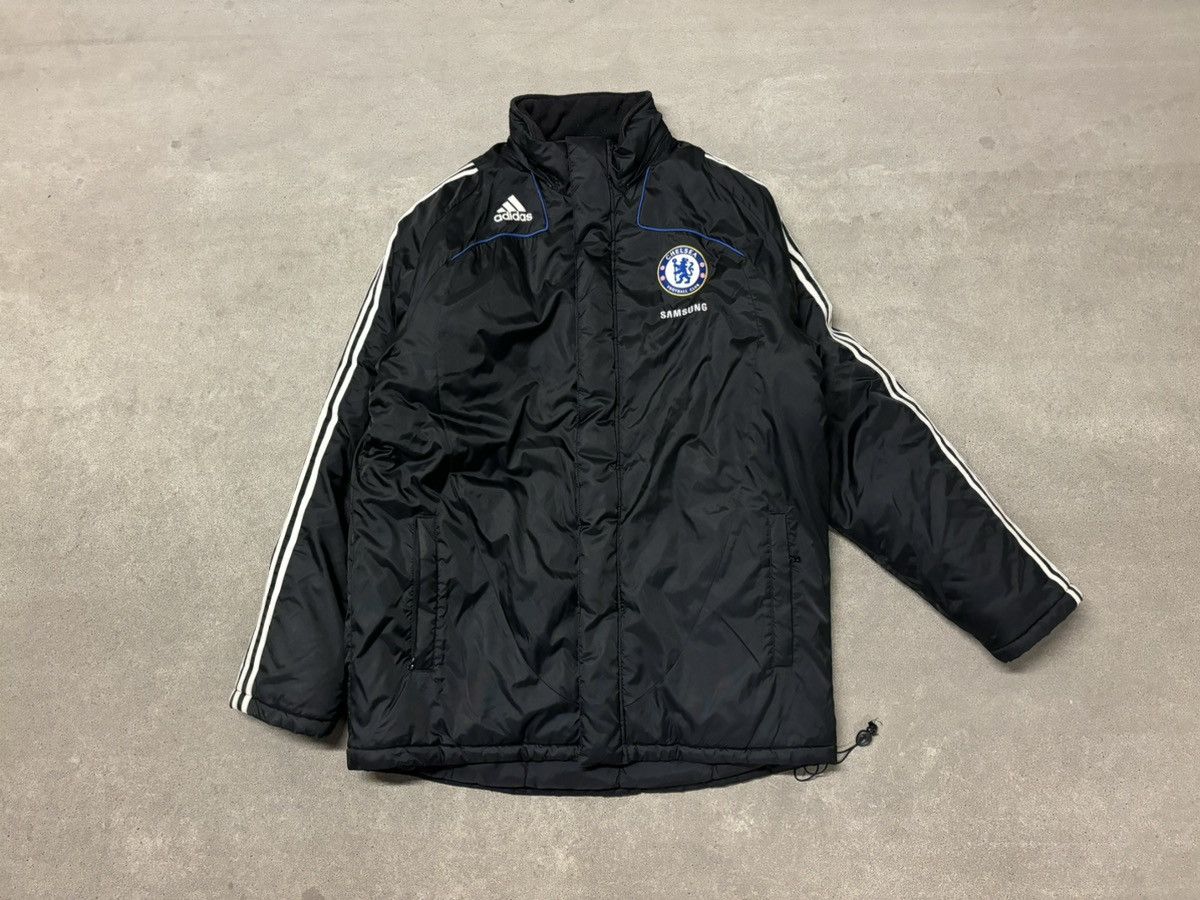 image of Adidas x Chelsea Vintage 90's Chelsea Football Club Puffer Jacket in Black, Men's (Size XL)