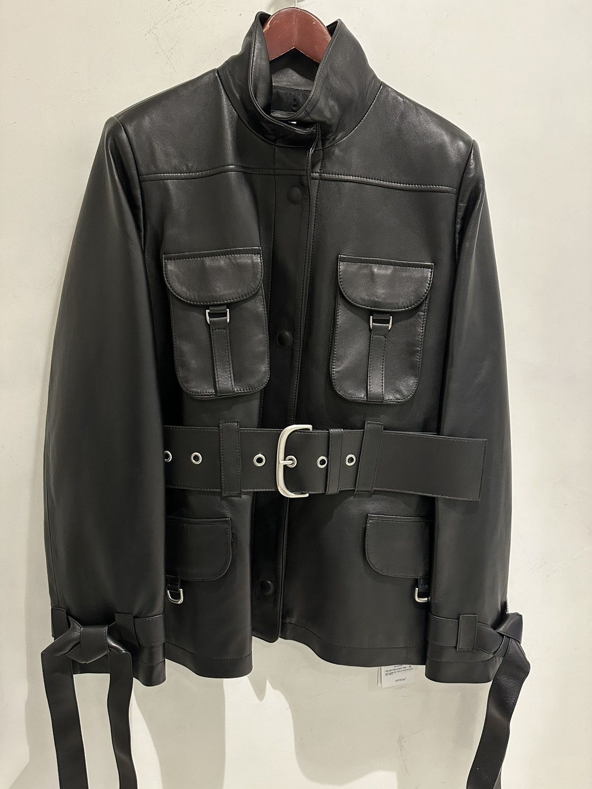 image of Off White Nappa Cargo Belt Field Jkt in Black, Women's (Size Small)
