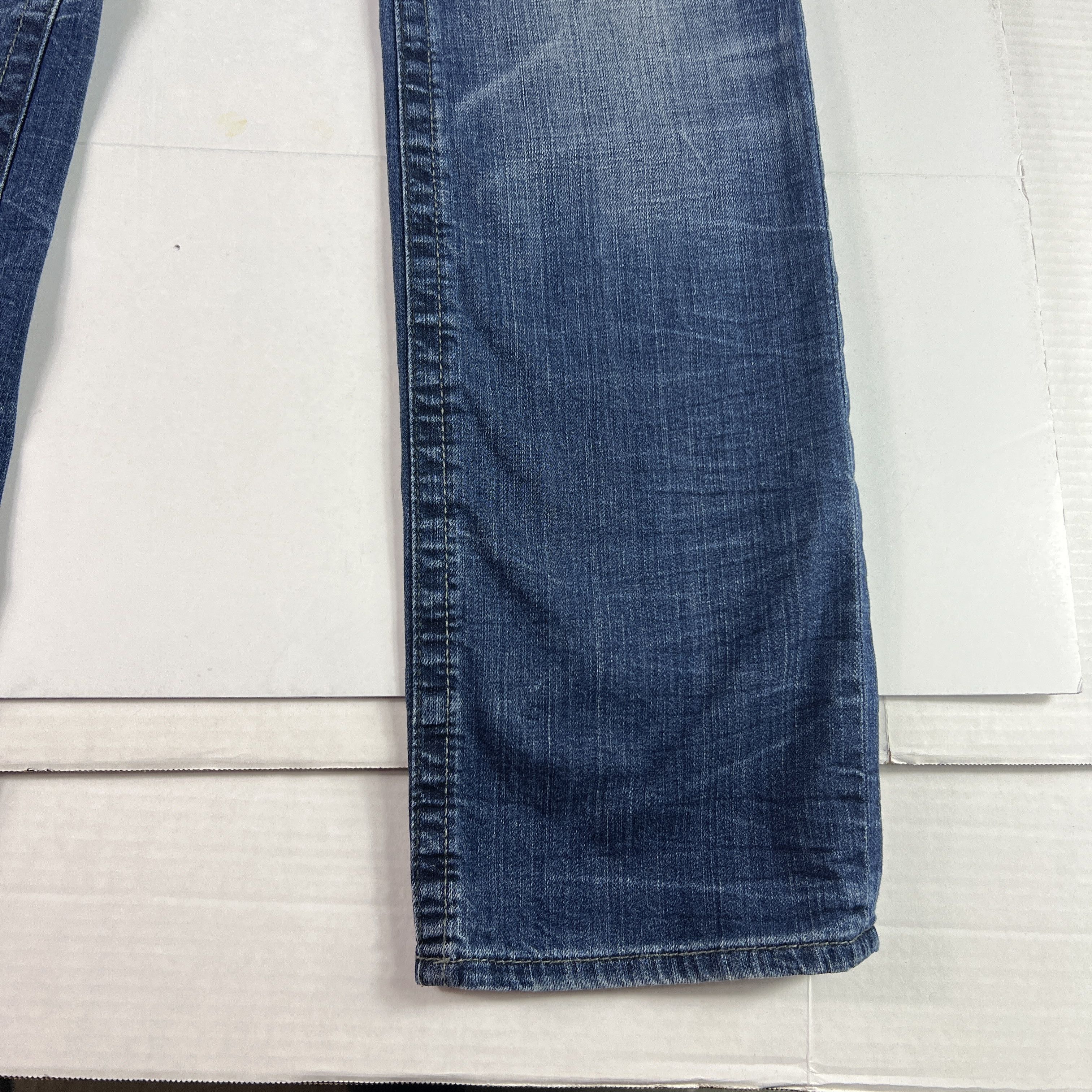 BKE BKE Jeans Long Derek Straight Leg Blue Faded Stretch Denim Size US 35 - 5 Thumbnail