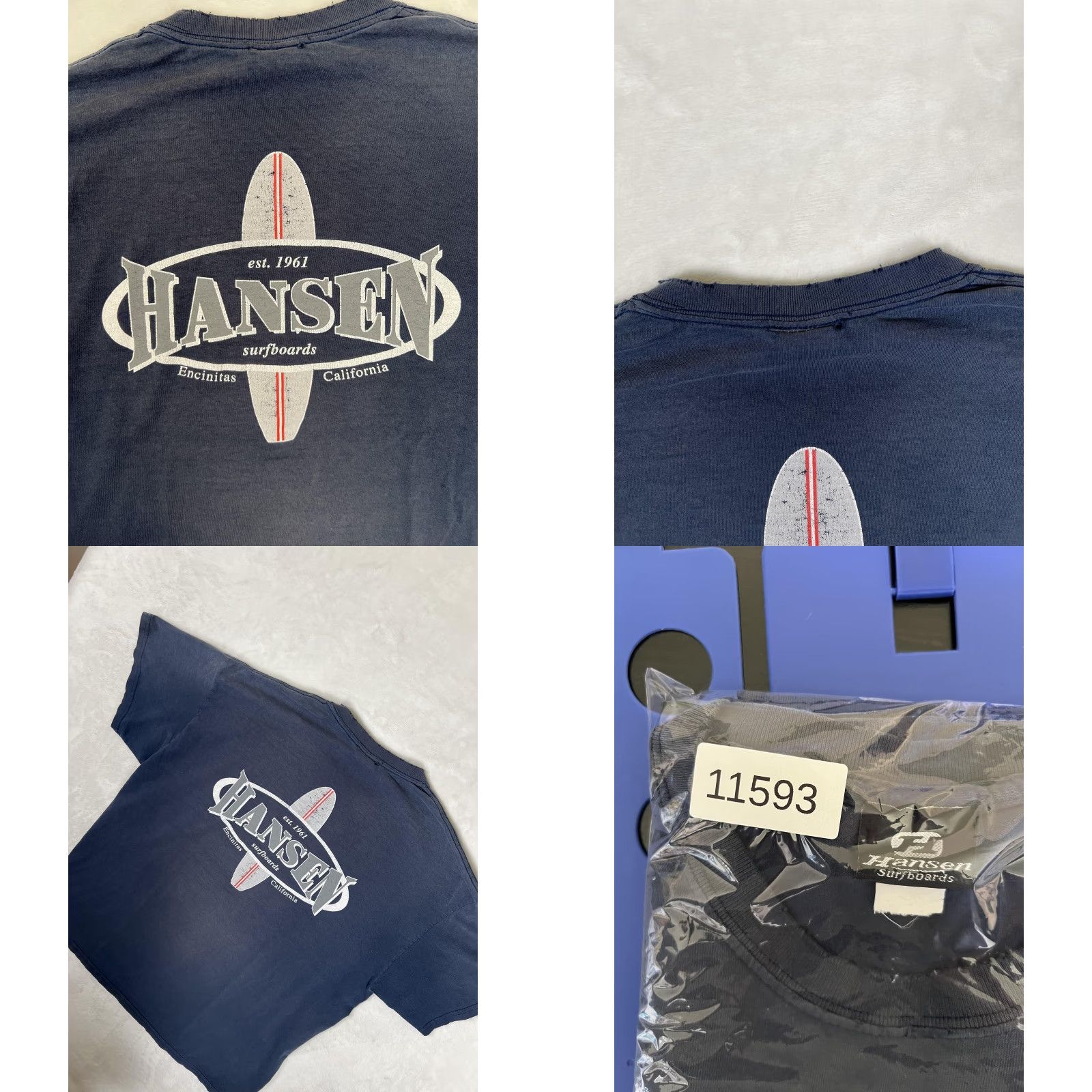 Vintage VINTAGE Hansen Surfboards T-Shirt Mens Large Blue Encinitas California Surf 90s Size US L / EU 52-54 / 3 - 9 Thumbnail