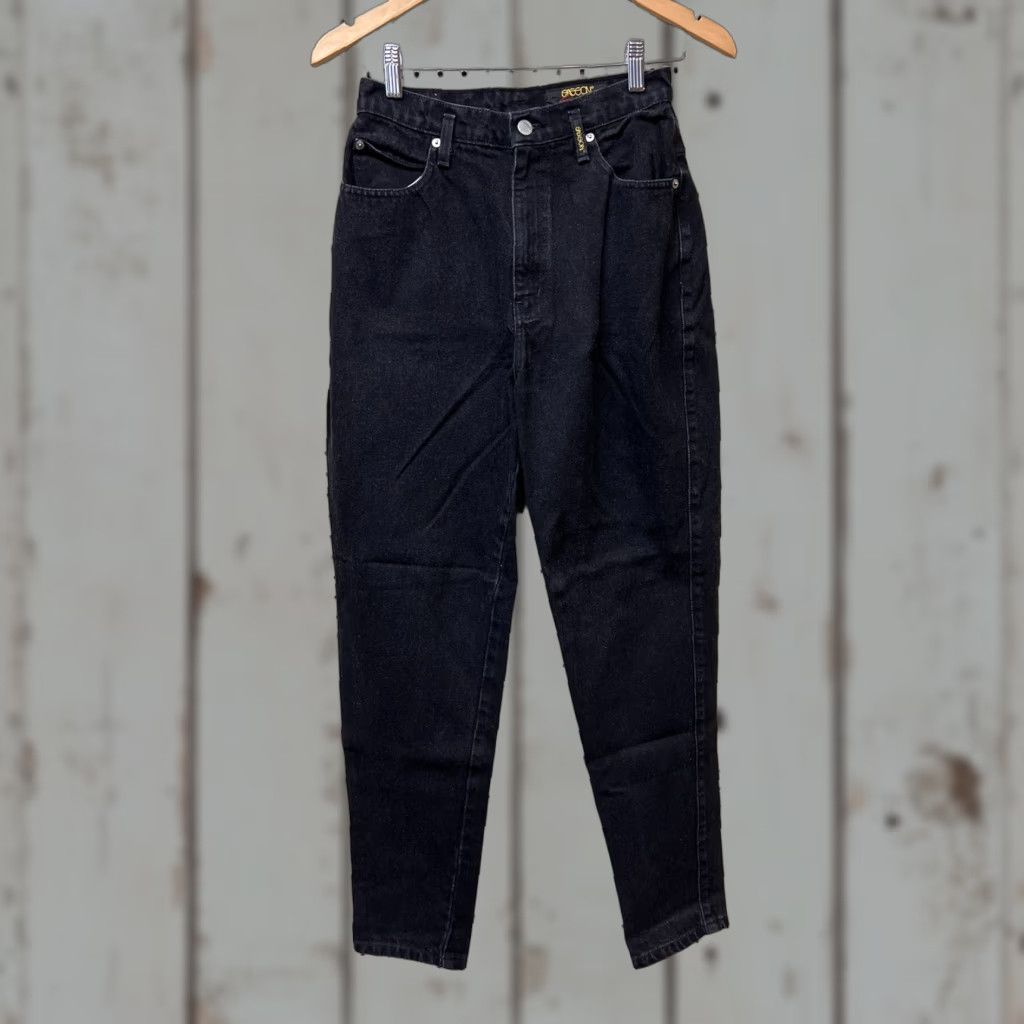 Vintage VTG Sasson Women's Tapered High Rise Mom Jeans Size 9/10 Black Wash Denim Cotton Jeans Casual Womens 1980s Size 30" / US 8 / IT 44 - 1 Thumbnail