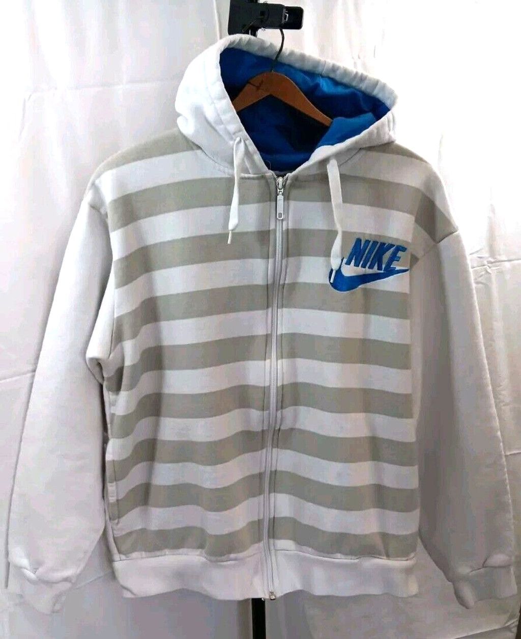 Nike 1990's Nike Made In Canada Zip Up Hoodie Sweater White Gray Size US M / EU 48-50 / 2 - 9 Thumbnail