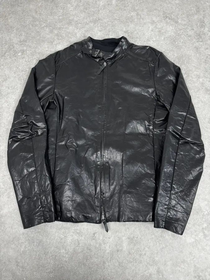 Vintage 2000s Archive Black Avant-Garde Leather Jacket Size US M / EU 48-50 / 2 - 1 Thumbnail