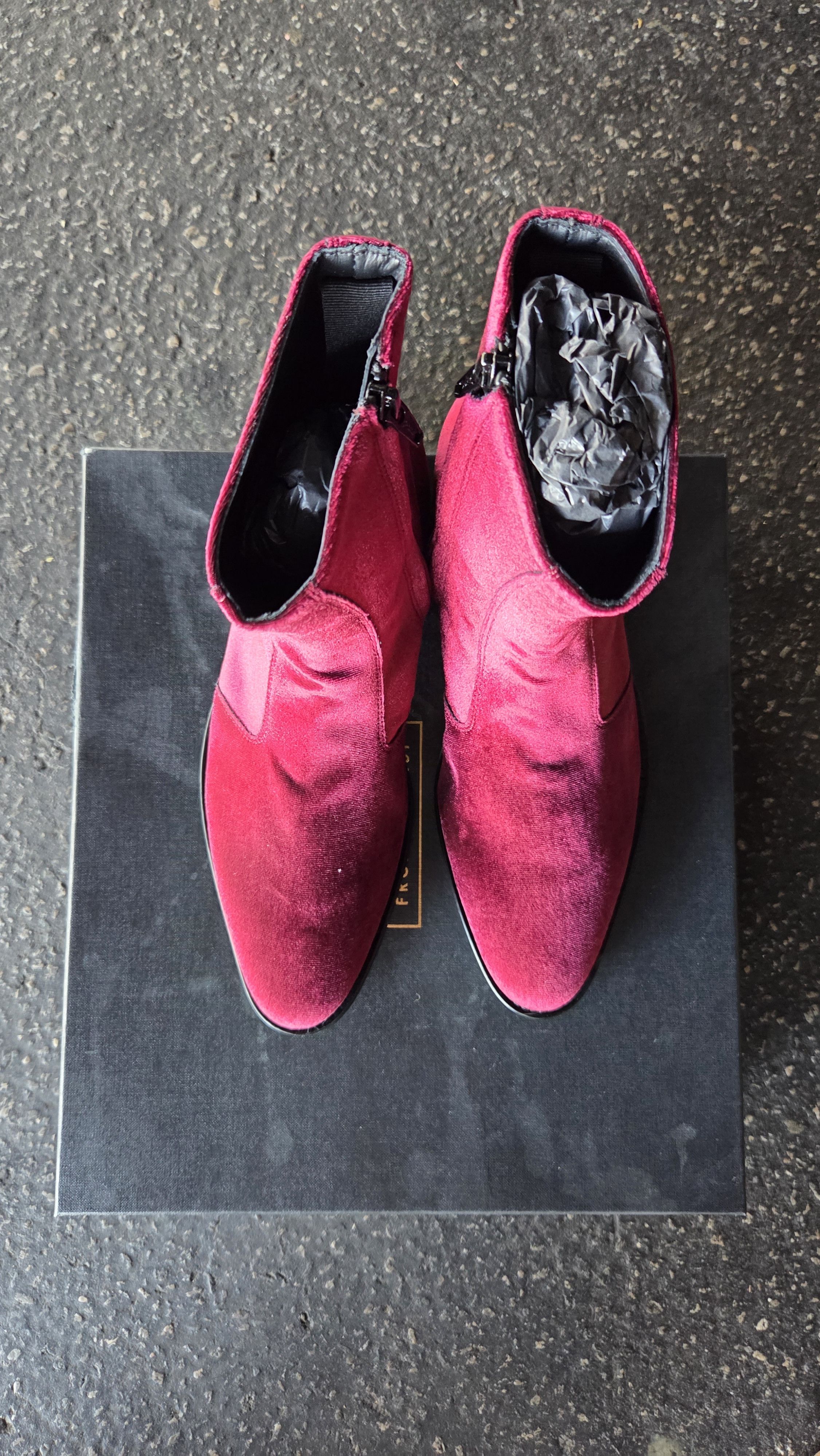 From The First From the First Red Lucas velvet chelsea boots 41 Size US 8 / EU 41 - 3 Thumbnail