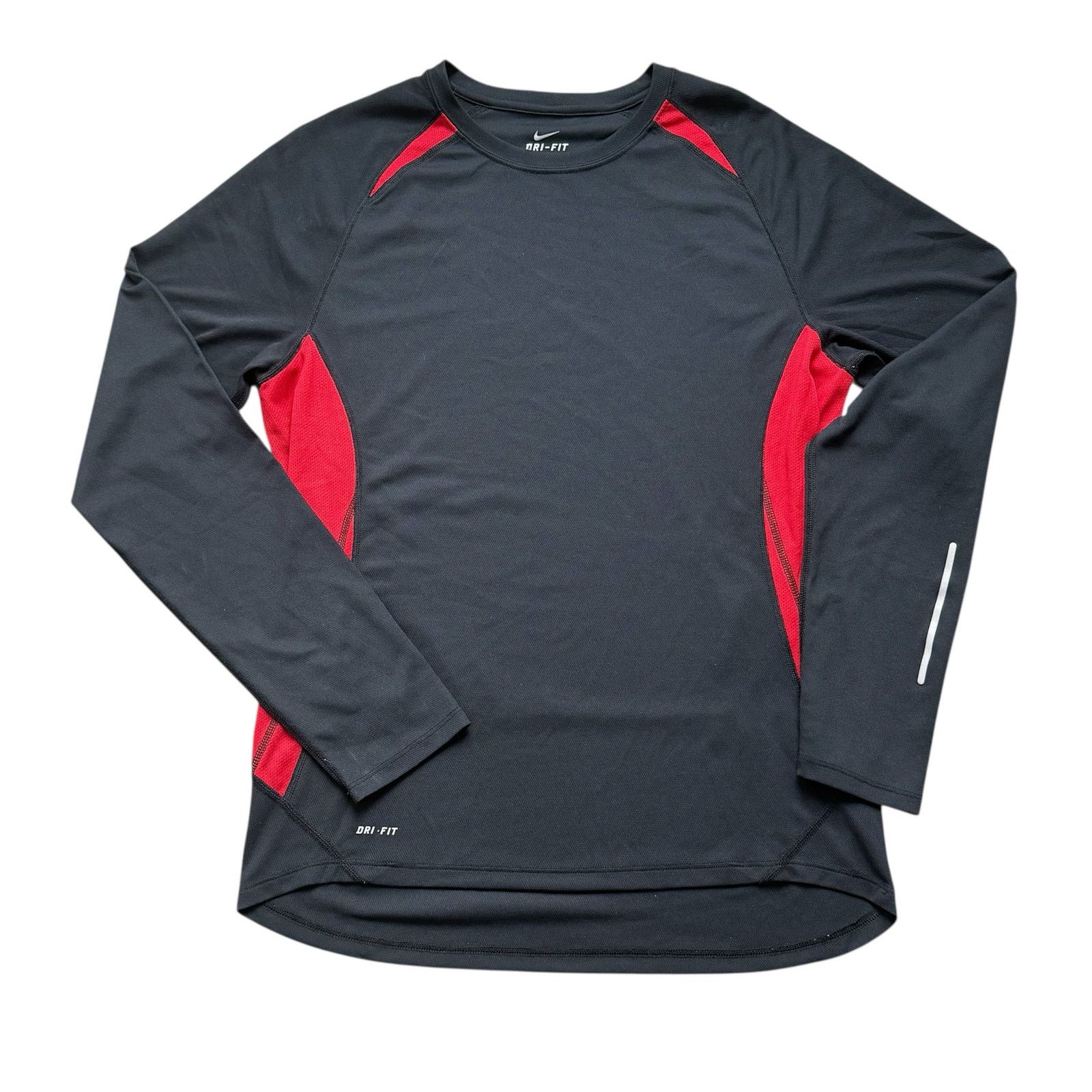 Nike Men's M Nike Dri Fit Black Red Color Block Long Sleeve Shirt Size US M / EU 48-50 / 2 - 1 Thumbnail