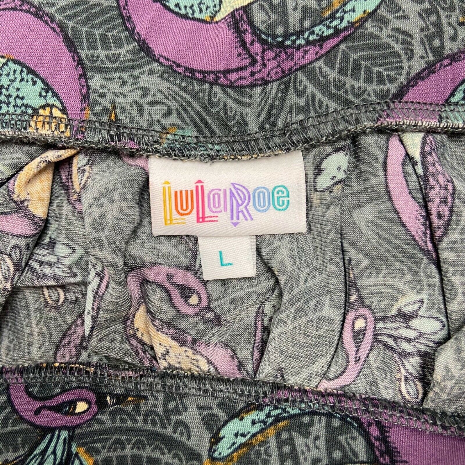 Other LuLaRoe Madison Skirt Purple Peacock Print Womens Large Size 31" - 3 Thumbnail