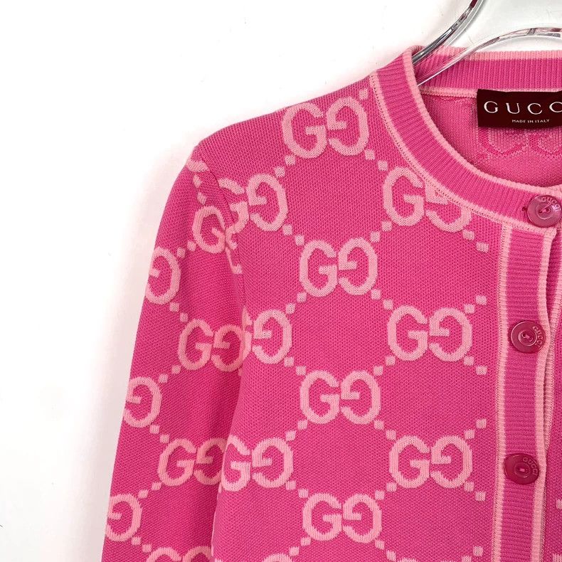 Gucci Gucci 24 styles of pink logo jacquard full-print cotton kni Size US XS / EU 42 / 0 - 3 Thumbnail