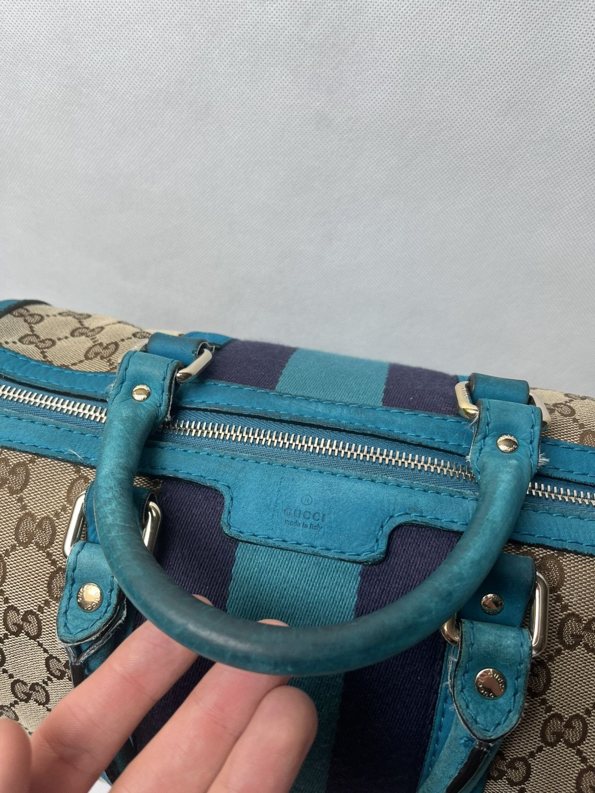 Gucci Vintage Gucci Web Boston GG canvas stripe shoulder handbag Size ONE SIZE - 5 Thumbnail