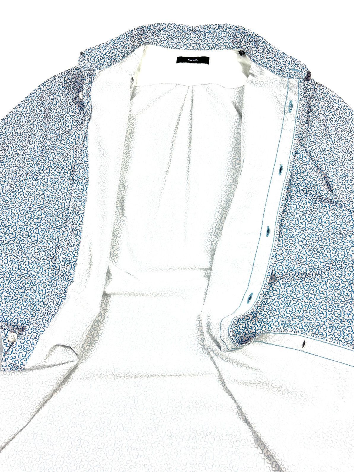 Diesel Diesel Button-Up Shirt Blue Abstract Cloud Print Vintage Xl Size US XL / EU 56 / 4 - 7 Thumbnail