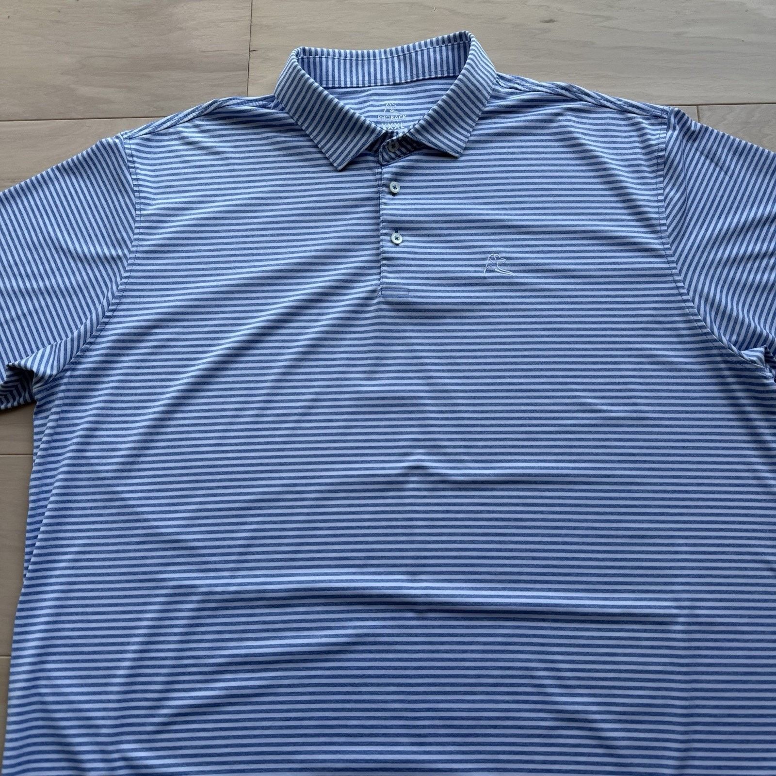 Other Rhoback Polo Shirt 3XL White Blue Striped Golf Tennis Size US XXL / EU 58 / 5 - 3 Thumbnail