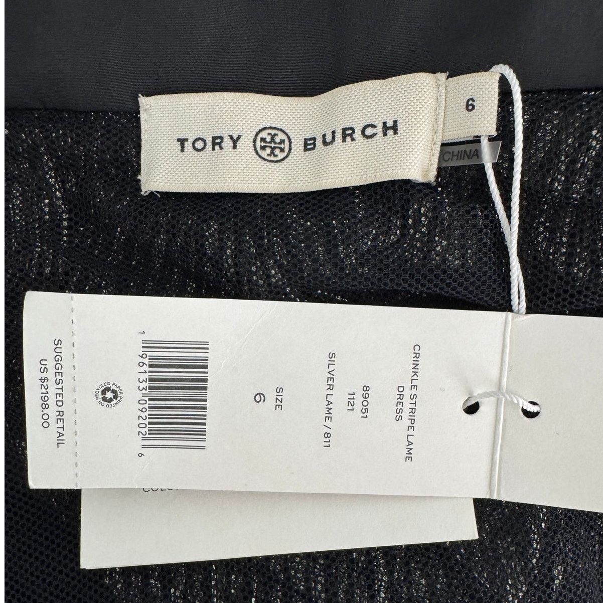 Tory Burch Tory Burch Crinkle Stripe Lamé Dress black silver Size 6 Size M / US 6-8 / IT 42-44 - 9 Thumbnail