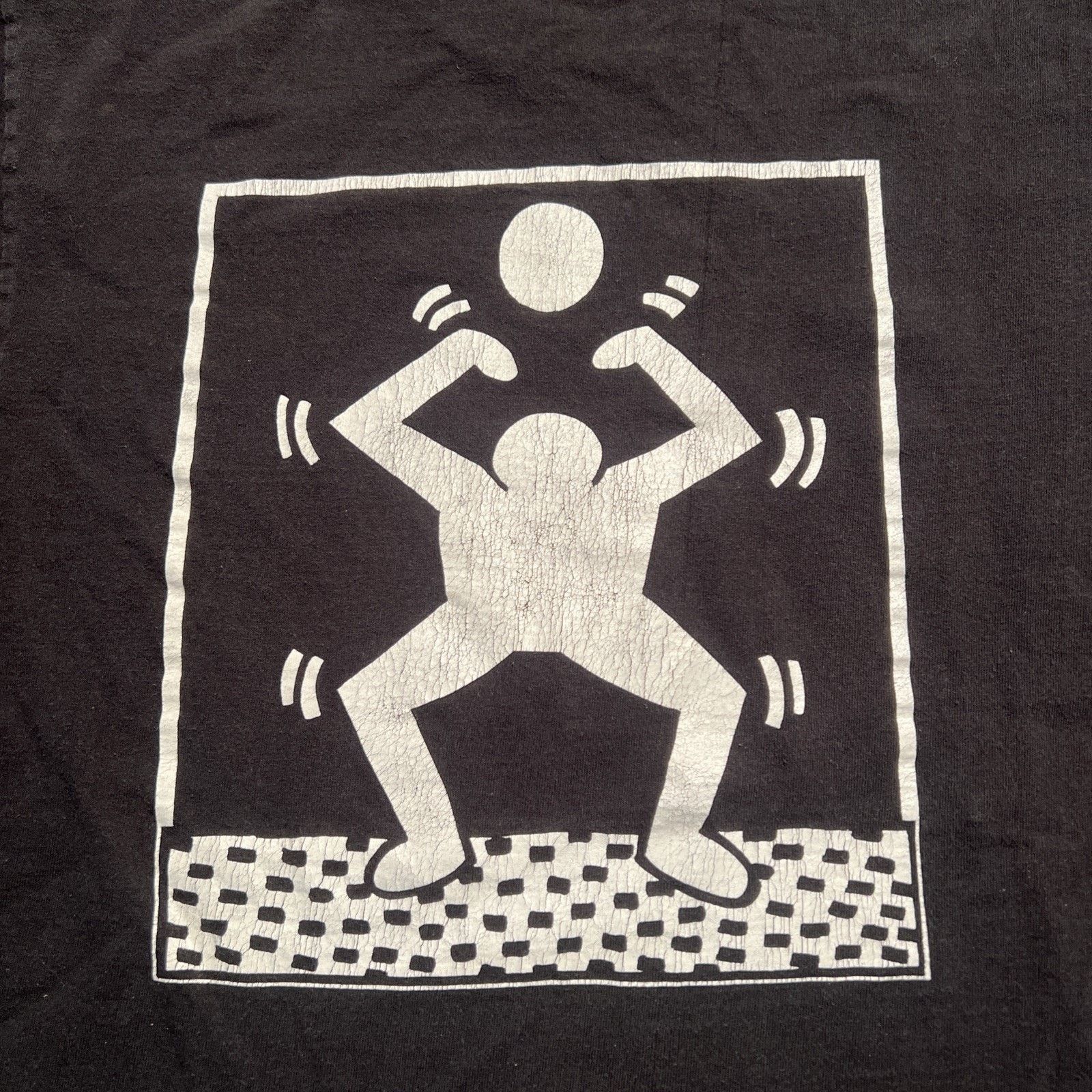 Fruit Of The Loom Vintage 80s NY Urban Volleyball Keith Haring Art T Shirt VTG Size US M / EU 48-50 / 2 - 3 Thumbnail