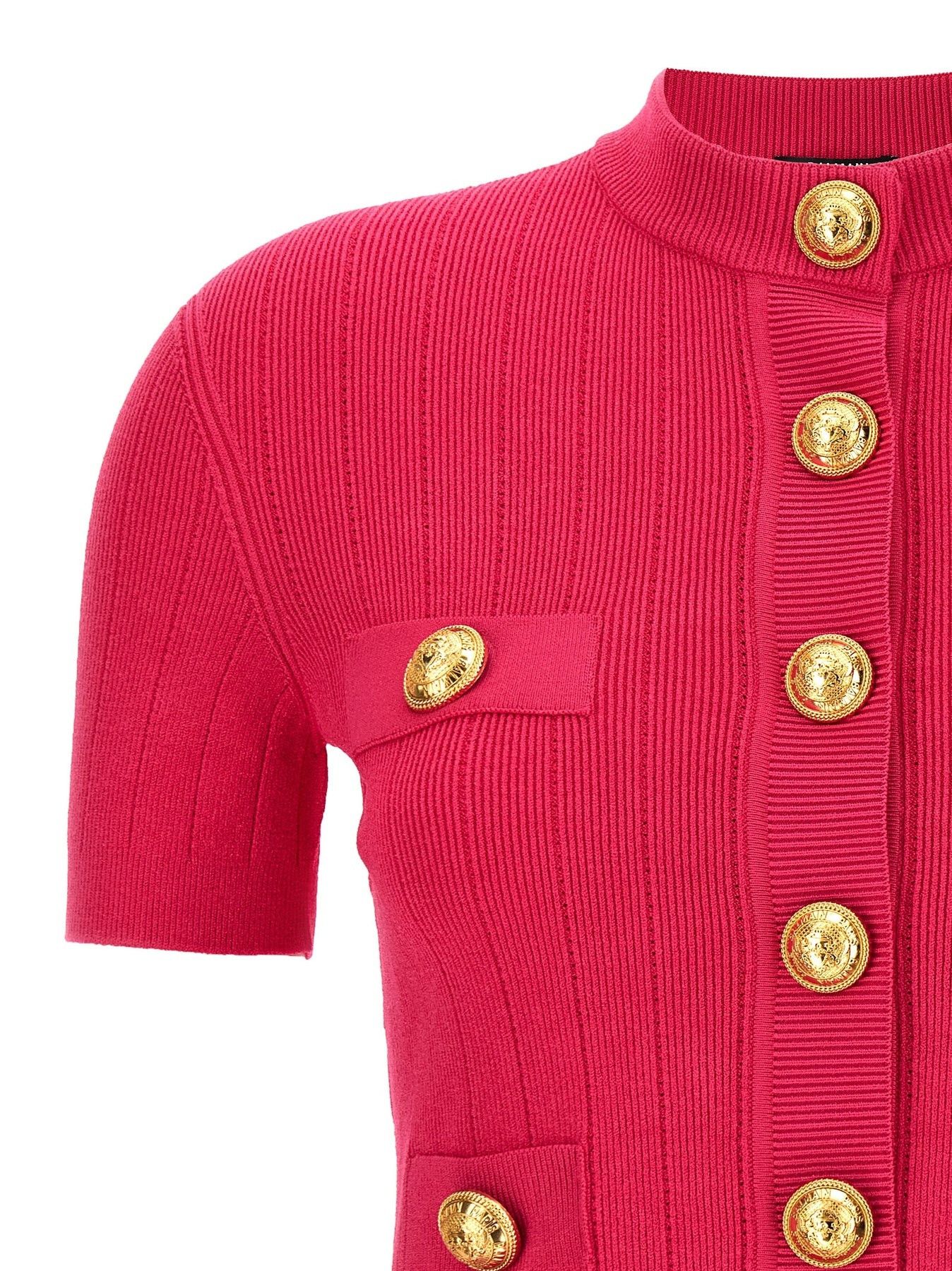 Balmain o1s1wg110825 Logo Buttons Cardigan Sweater in Pink Size XL / US 12-14 / IT 48-50 - 3 Thumbnail