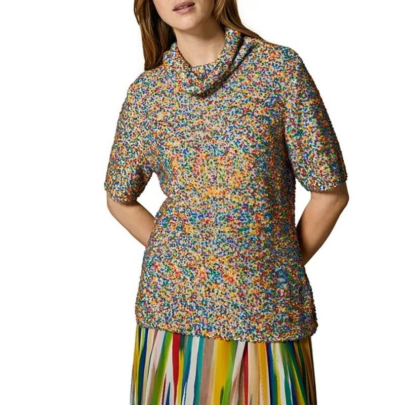 Marina Rinaldi Marina Rinaldi Anita Printed Knit Sweater Shirt Cowl Neck XL Size 3XL / US 20-22 - 1 Thumbnail