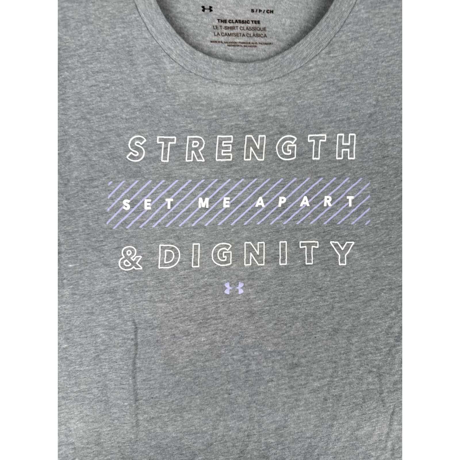 Under Armour Under Armour Shirt Womens Small Gray Strength Dignity Graphic Tee Athletic Size S / US 4 / IT 40 - 6 Thumbnail