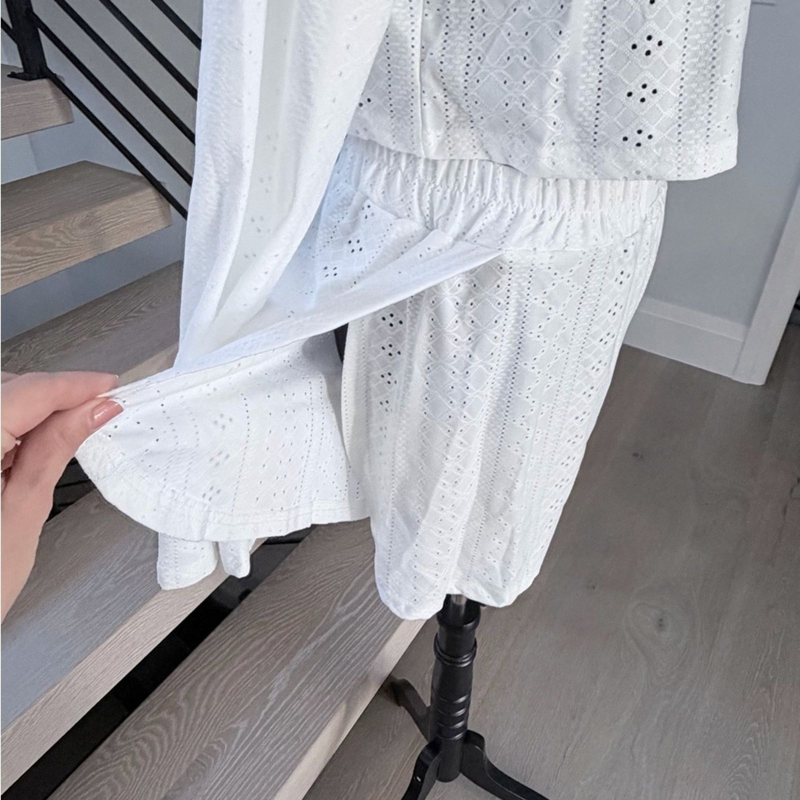Other New Y2K White Eyelet Long Sleeve and Shorts Set size S/M Size S / US 4 / IT 40 - 13 Thumbnail