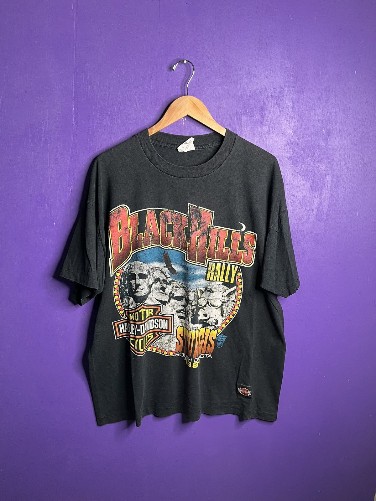 Harley Davidson × Vintage Vintage 1991 Harley Davidson Mt. Rushmore t-shirt Size US XL / EU 56 / 4 - 1 Thumbnail
