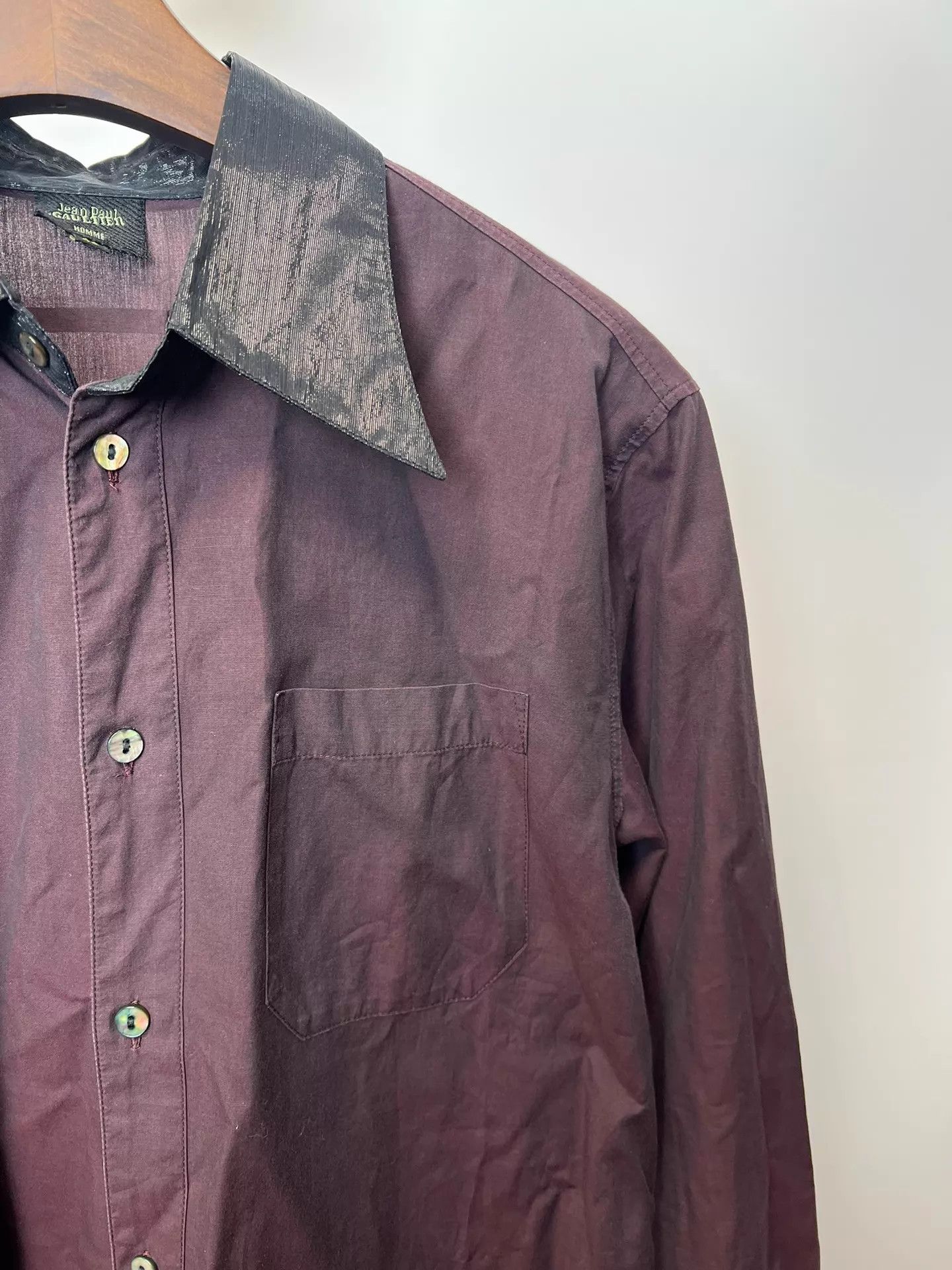 Jean Paul Gaultier Jean Paul GAULTIER coated burgundy paneled shirt Size US M / EU 48-50 / 2 - 6 Thumbnail