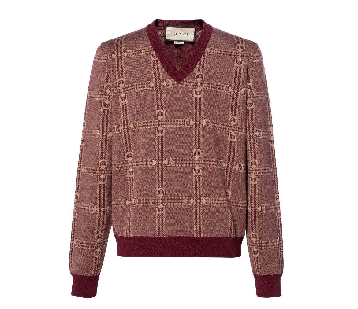 Gucci Gucci Horsebit Jacquard Knit Sweater size L Size L / US 10 / IT 46 - 1 Thumbnail