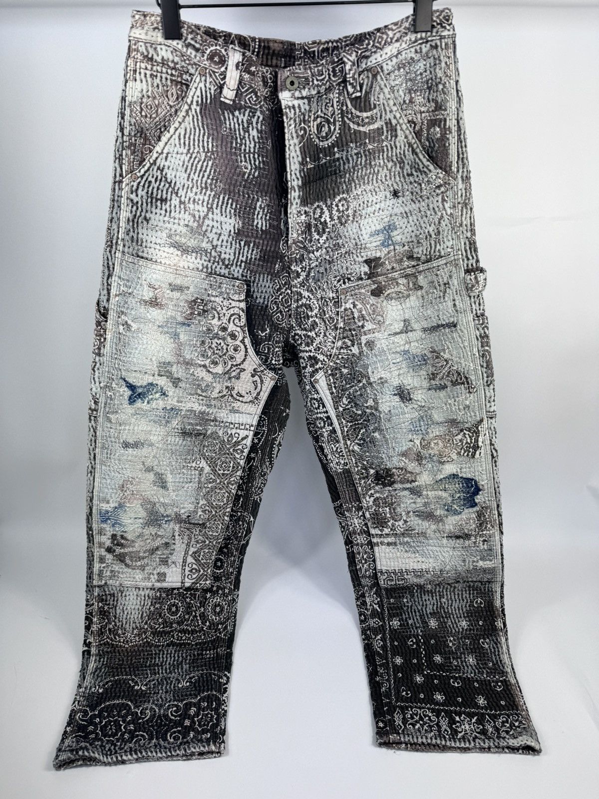 Proleta Re Art 1/1 HAND MADE SNOW LEOPARD CARPENTER PANTS Size US 34 / EU 50 - 1 Thumbnail