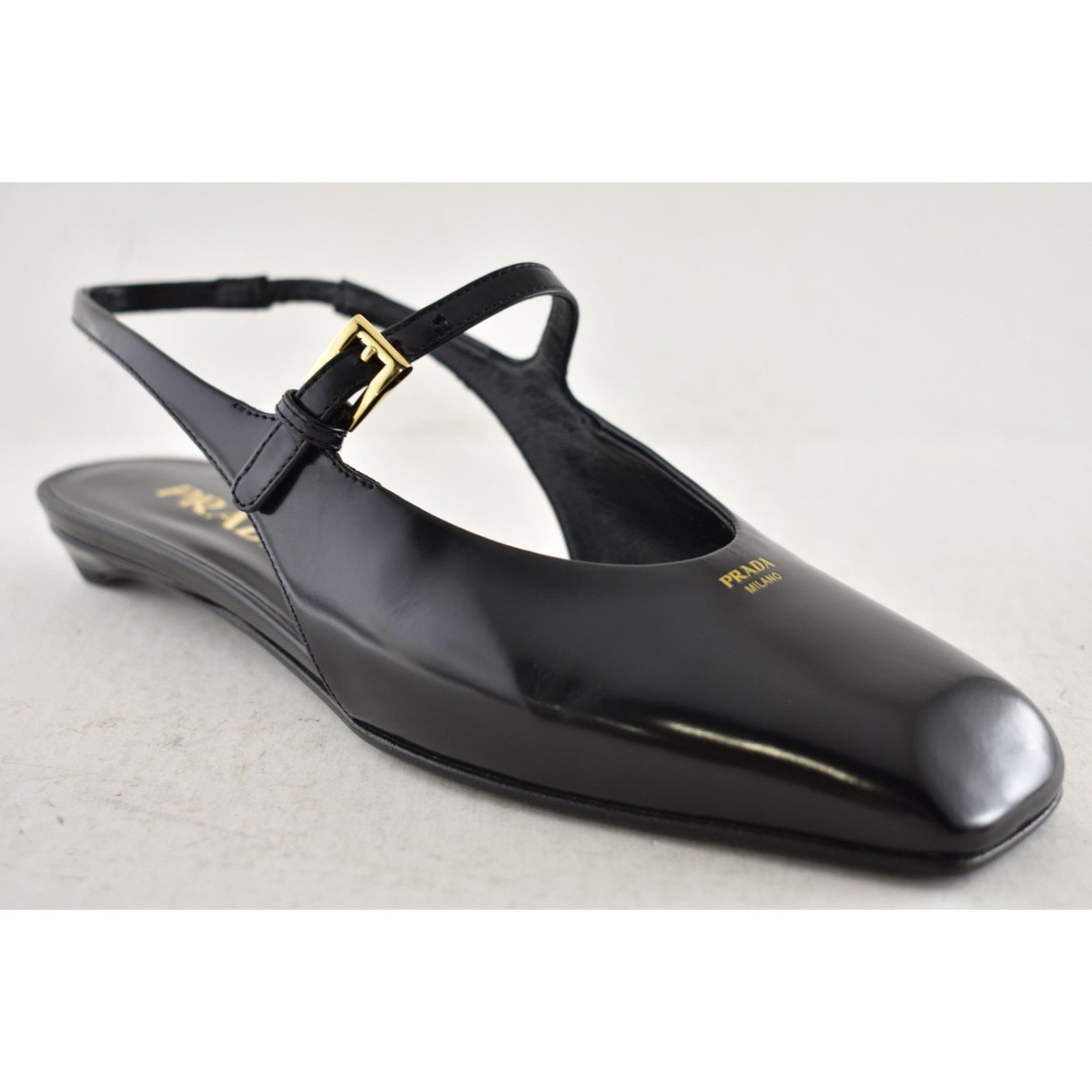 Prada Prada Black Leather Square Toe Mary Jane Slingback Flat 42 Size US 12 / IT 42 - 5 Thumbnail