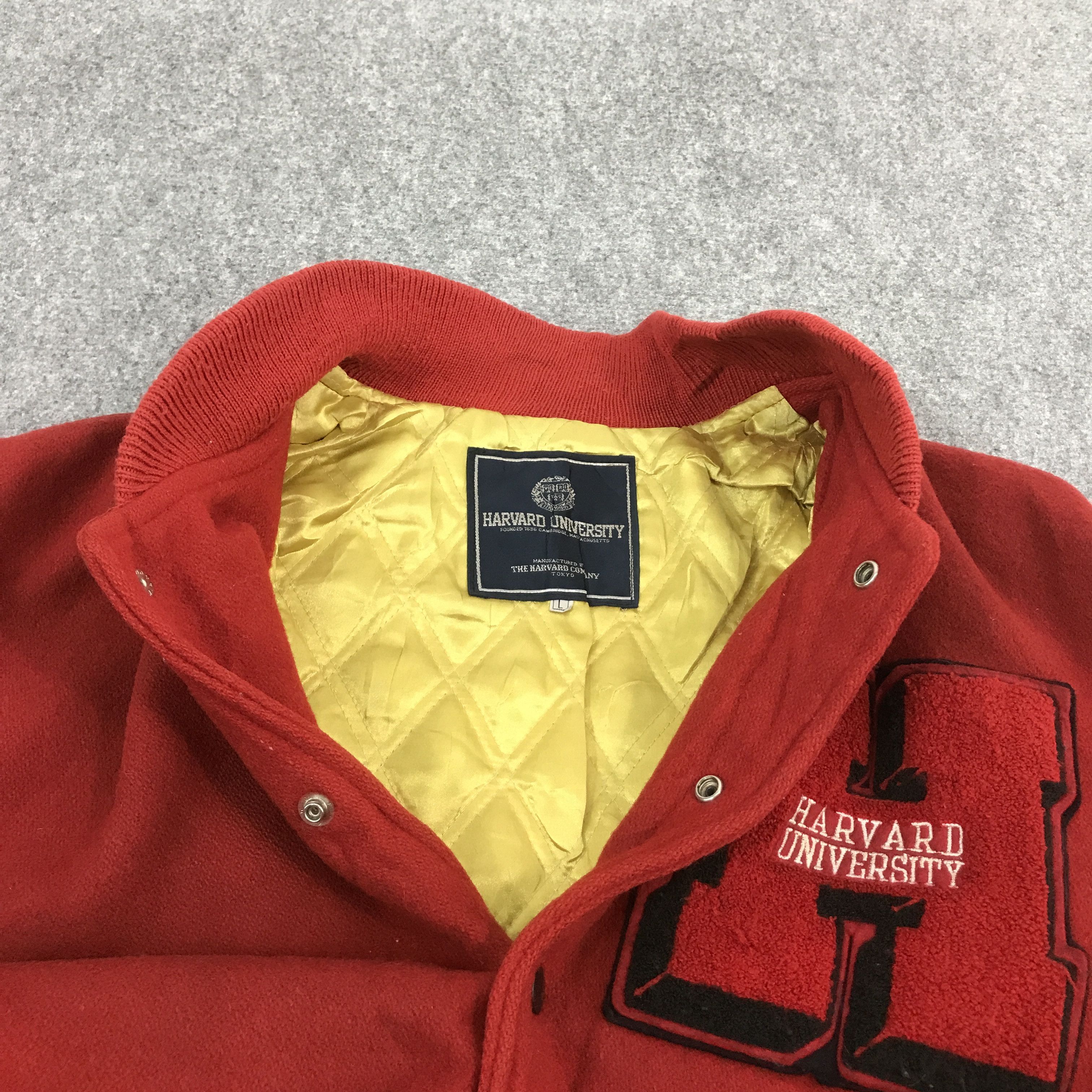 Vintage 2000s Harvard University Varsity jacket leather sleeve Size US L / EU 52-54 / 3 - 5 Thumbnail