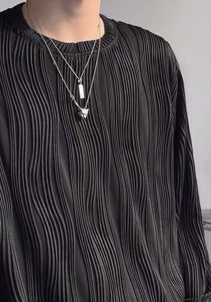 Japanese Brand × Vintage Retro Korean fashion wave pleats long sleeve t-shirt tee Size US M / EU 48-50 / 2 - 5 Thumbnail