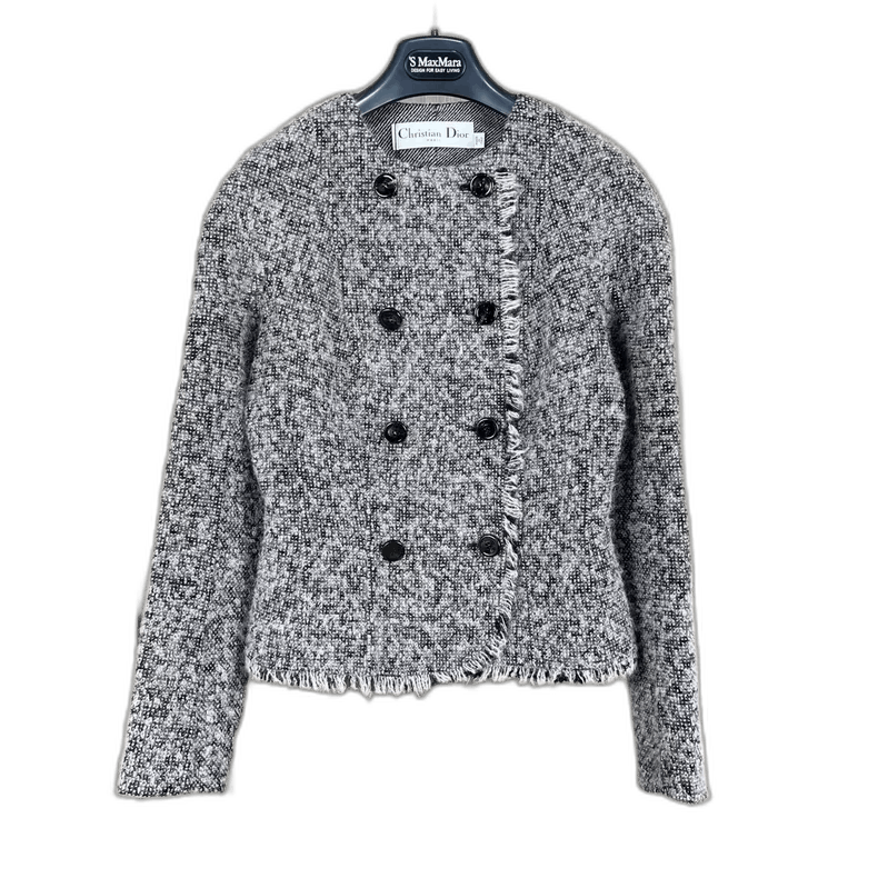 Dior Dior Double-Breasted Knit Jacket in Gray Size S / US 4 / IT 40 - 1 Thumbnail