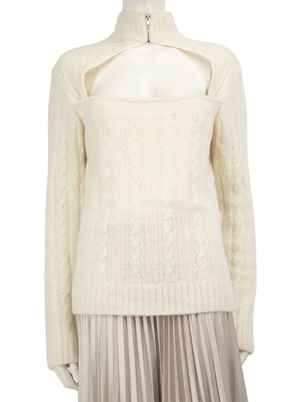 Ganni Ecru Wool Cut Out Knit Jumper Size L / US 10 / IT 46 - 1 Thumbnail
