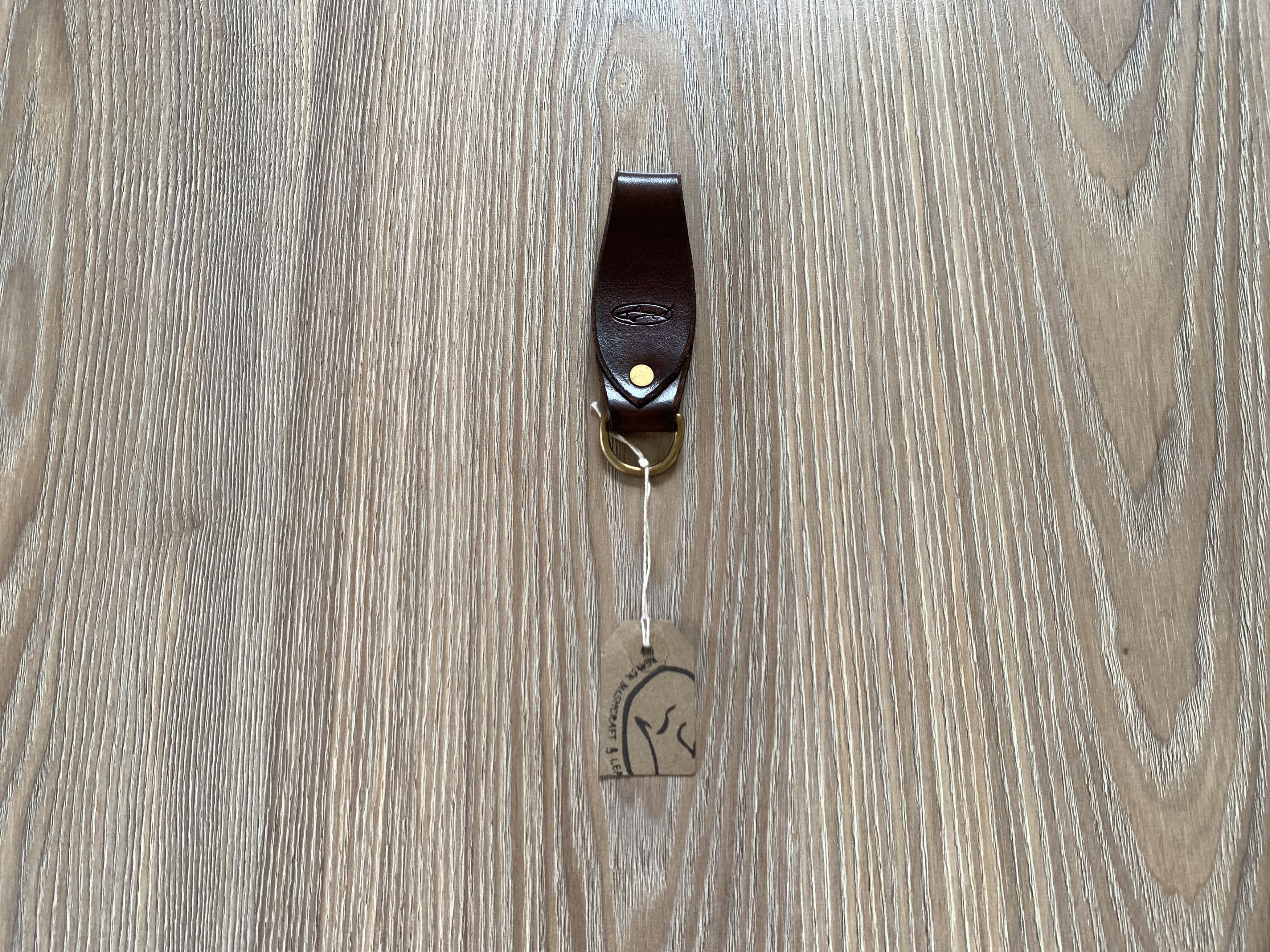 Handmade Brown Classic Leather Keychain With Embossing Size ONE SIZE - 1 Thumbnail