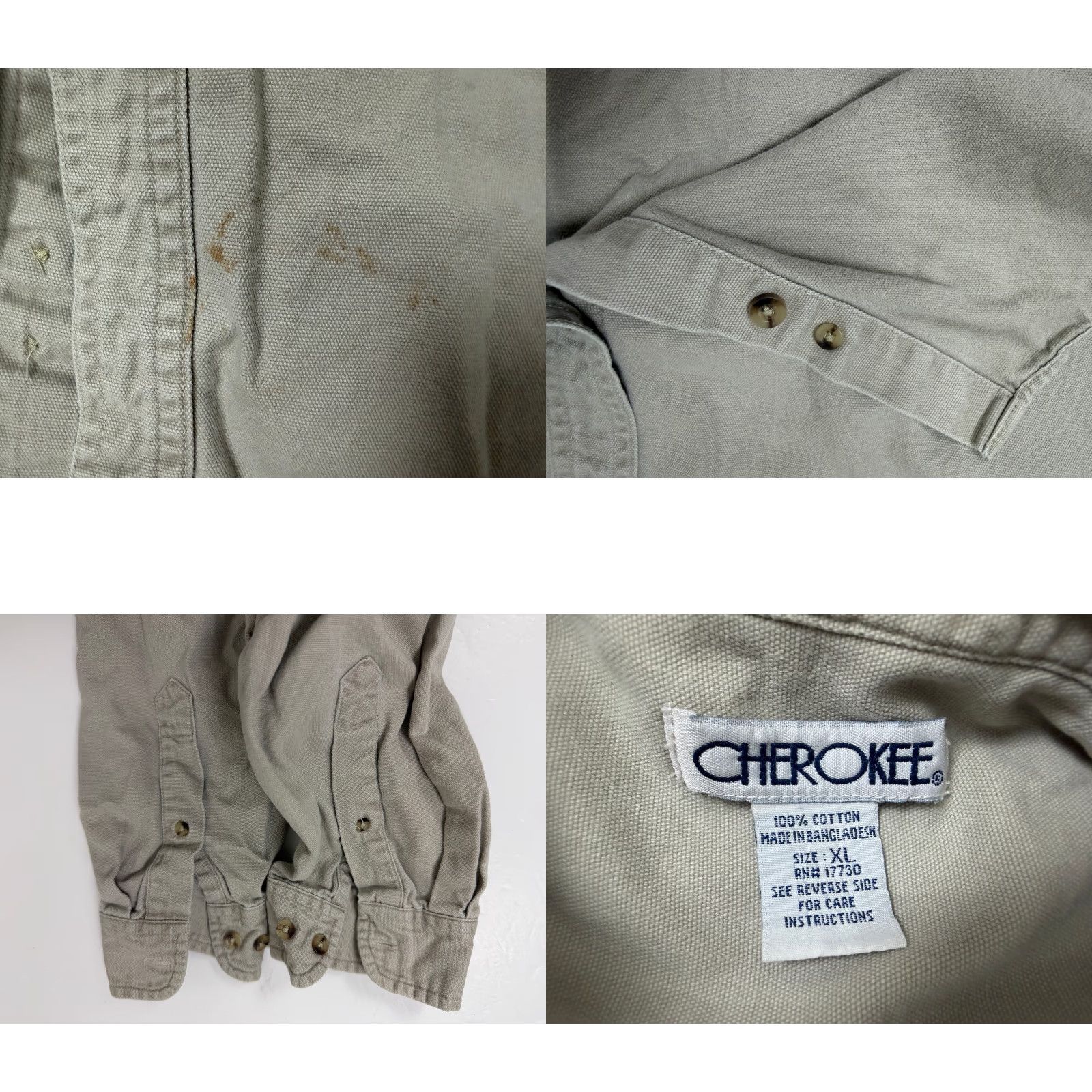 Cherokee VINTAGE Cherokee Shirt Men XL Canvas Heavyweight 90s Beige Button-Up Collared Long Sleeve Pockets 90s Grunge Outdoor Travel Workwear Mens Size US XL / EU 56 / 4 - 9 Thumbnail