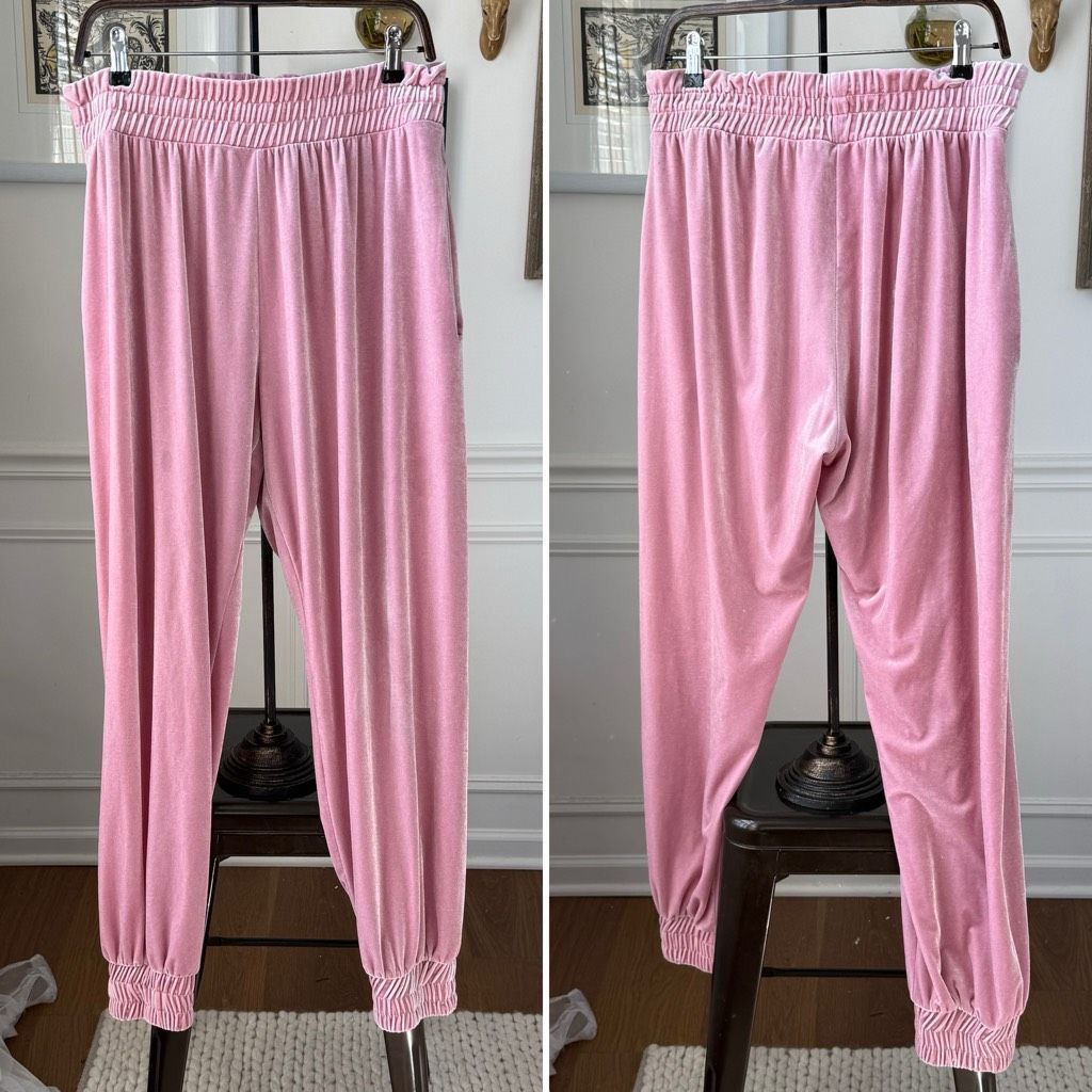 Other Laina Rauna Luxe Loungewear Velvet Velour Pink Jogger Pants Size 36" / US 14 / IT 50 - 1 Thumbnail
