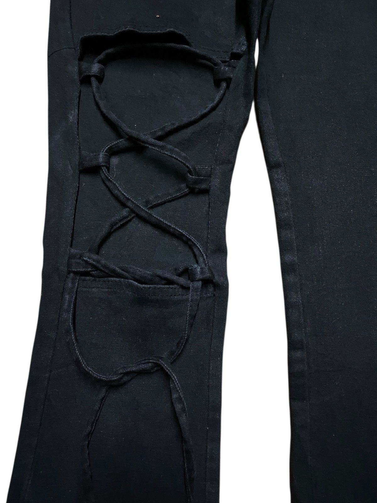 Japanese Brand Vintage Japanese Brand Black Denim lace Up knee Flare Jeans Size US 27 - 7 Thumbnail