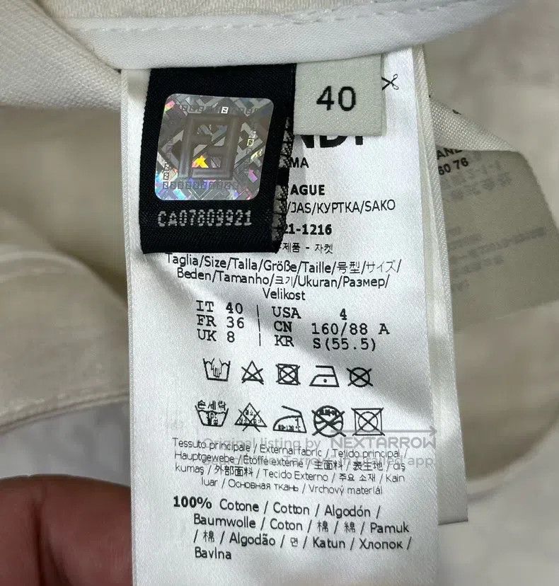 Fendi Fendi Cream White Monogram Printed Short Denim Jacket Size XS / US 0-2 / IT 36-38 - 4 Thumbnail