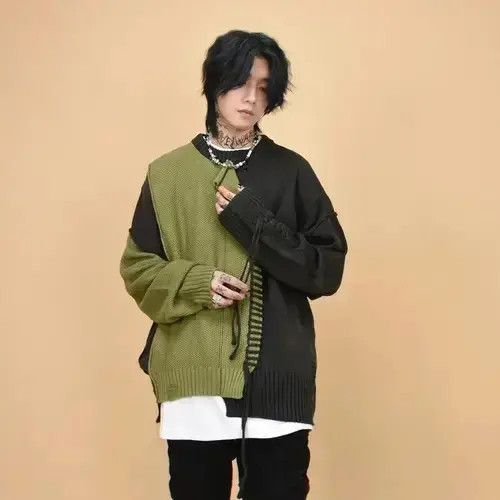 Japanese Brand × Vintage Retro punk grunge distressed patchwork knitwear sweater y2k Size US L / EU 52-54 / 3 - 2 Thumbnail