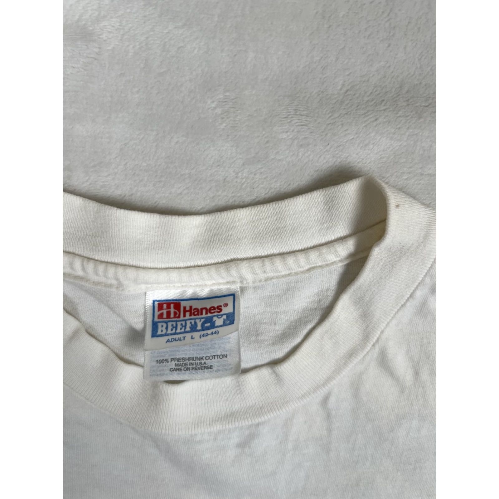 Hanes VINTAGE Hanes T-Shirt Crew Neck Short Sleeve Graphic Print 90s Cars USA White Cotton Size L Men Regular Gauge: Size Large Size US L / EU 52-54 / 3 - 6 Thumbnail