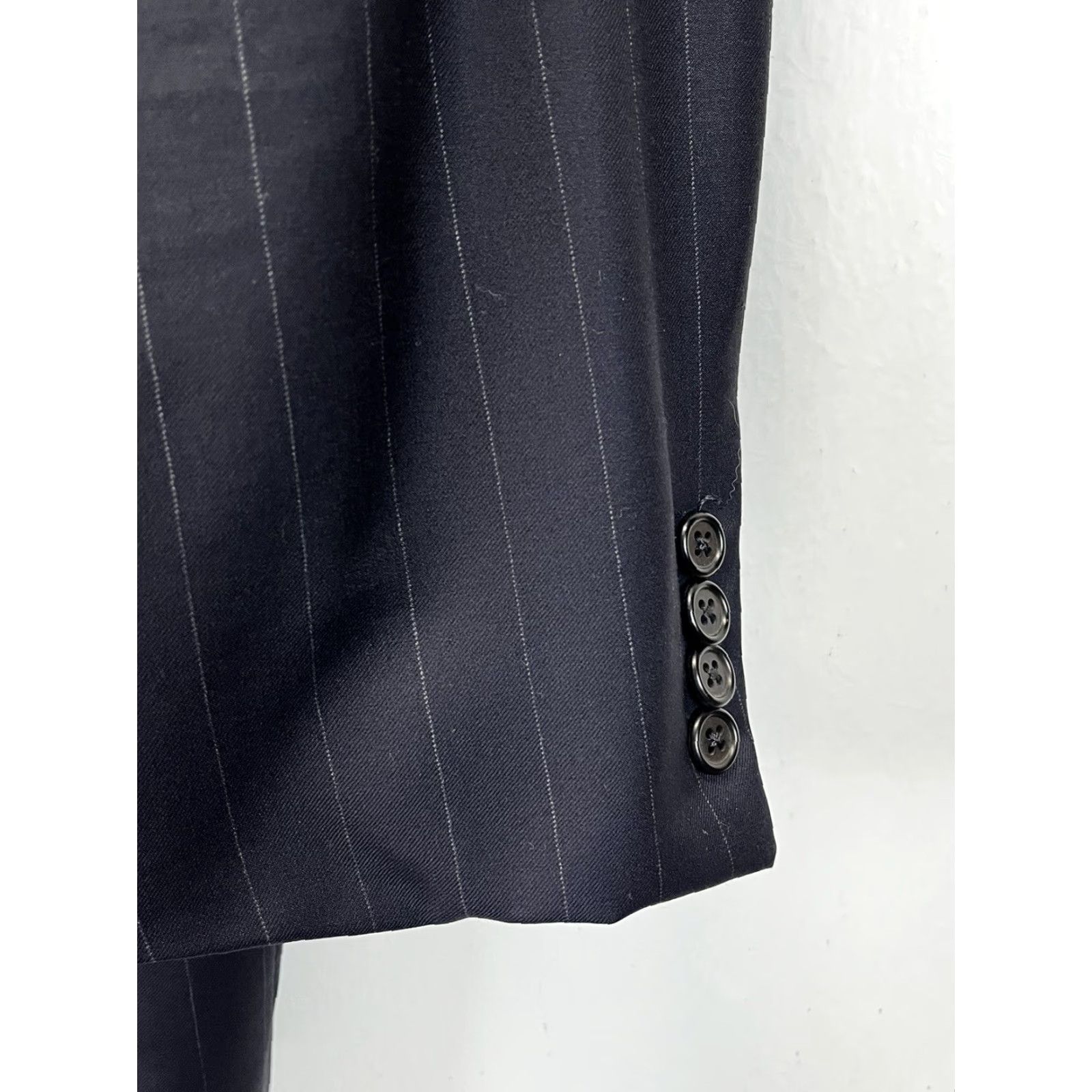 Loro Piana Hickey Freeman Loro Piana Men's Navy Striped 100% Wool Blazer 40R Mens Size 40R - 5 Thumbnail