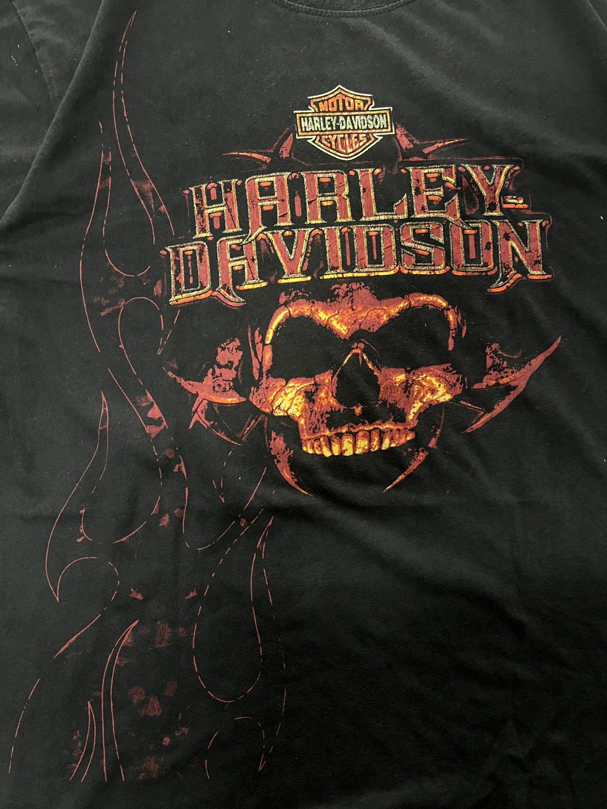 Harley Davidson Vintage Harley-Davidson Skull Flames Graphic T-Shirt Black Size US XL / EU 56 / 4 - 2 Thumbnail