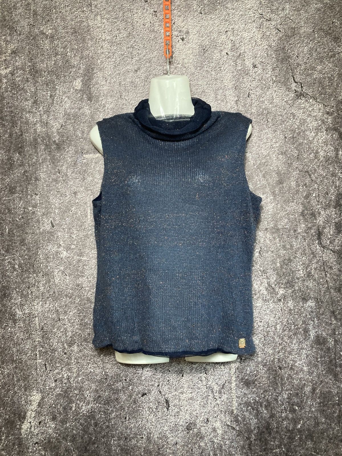 Vintage MCM Mohair Sweater Collared Mesh Top Sz L