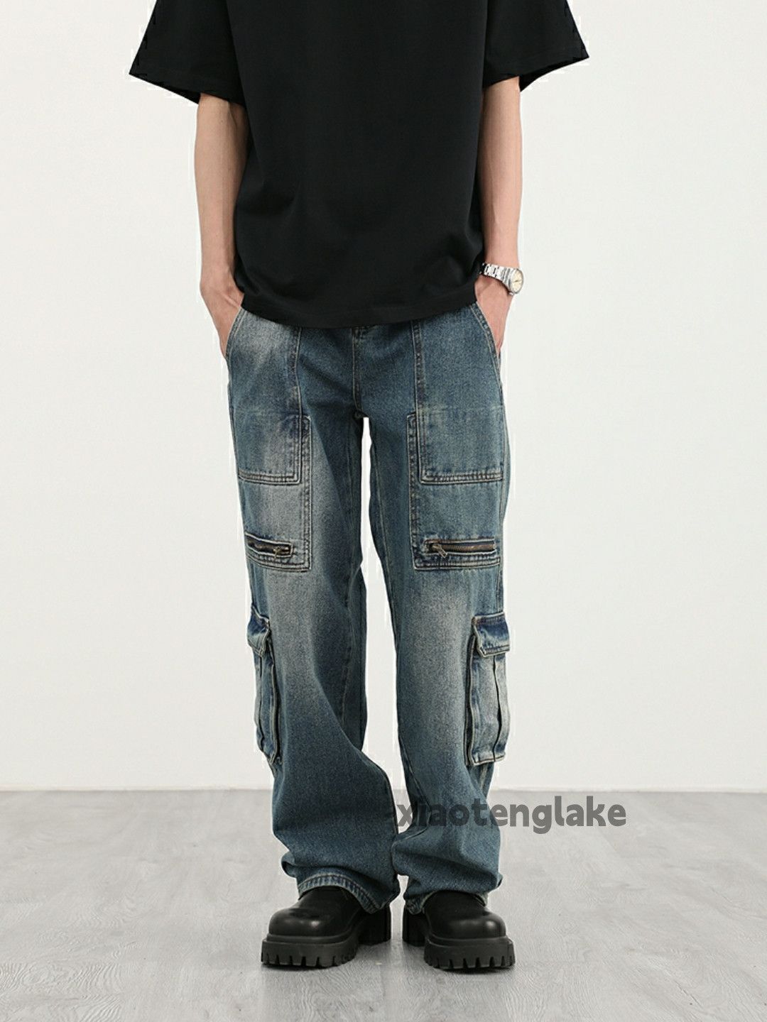 Jean × Vintage washed faded loose baggy skate hiphop cargo pants Size US 30 / EU 46 - 1 Thumbnail