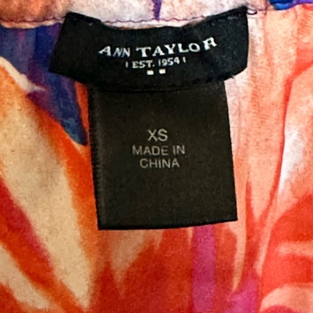 Ann Taylor ANN TAYLOR Tropical Top Floral Blue Orange Women's Size XS. Size XS / US 0-2 / IT 36-38 - 10 Thumbnail