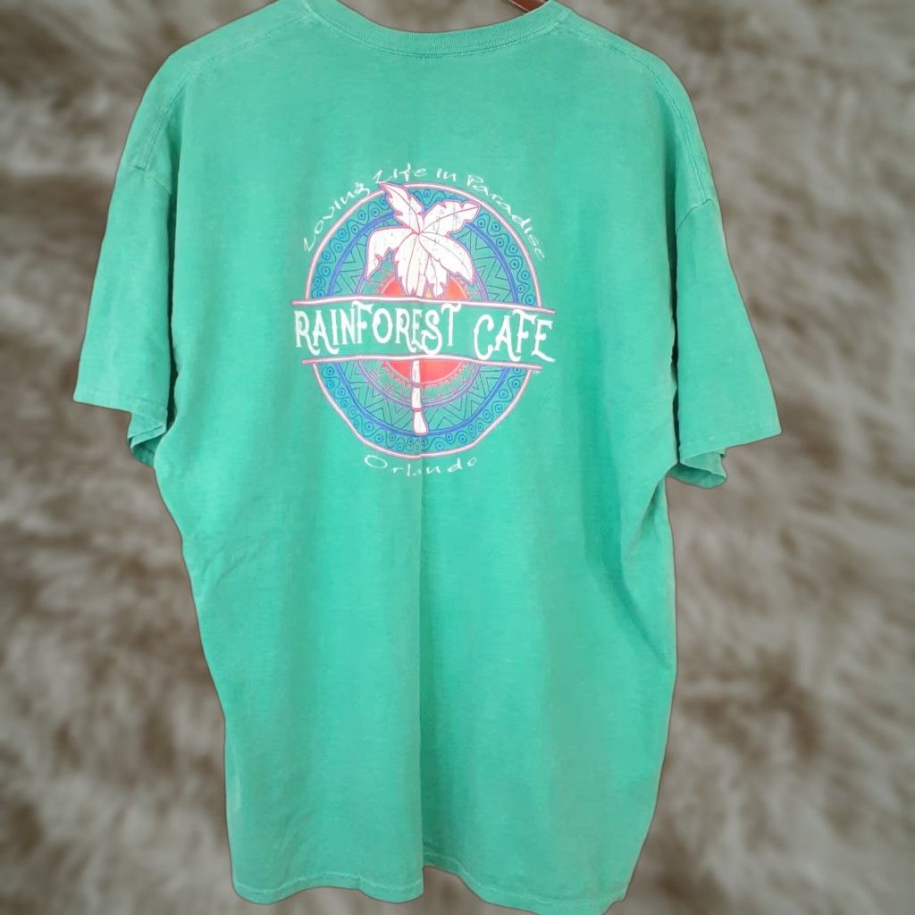 Paradise VINTAGE Rainforest Cafe Tee Shirt Short Sleeve 2XL Teal Unisex Adults Crew Neck Florida Size US XXL / EU 58 / 5 - 1 Thumbnail