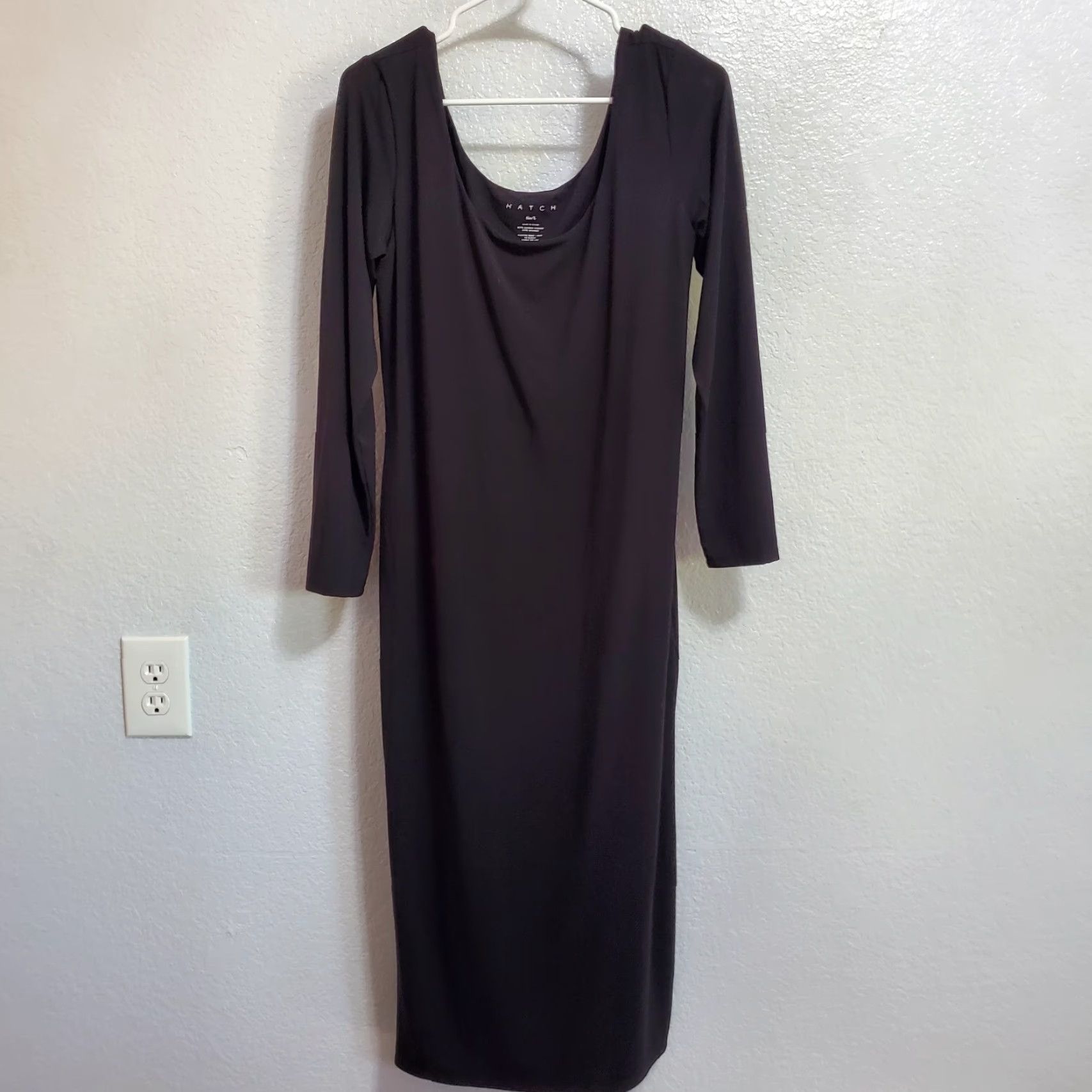 Vintage VINTAGE Hatch Maternity Midi Dress Bodycon Black Long Sleeve Built in Bra Stretch L Size L / US 10 / IT 46 - 2 Thumbnail