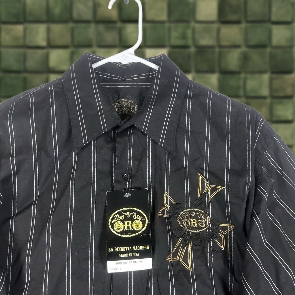Vintage VINTAGE Dos De Oro Cowboy Shirt Mens M 38 Black Embroidered Button-Up Western Shirt NWT Size US M / EU 48-50 / 2 - 1 Thumbnail